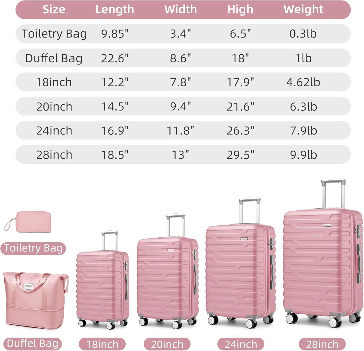 Luggage 6-piece hardshell expandable suitcase lightweight travel carry-on luggage set