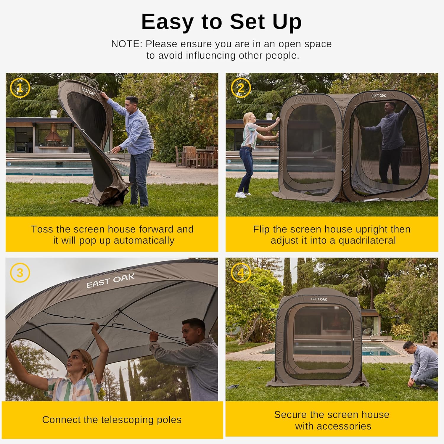 EAST OAK Screen House Tent Pop-Up Portable Screen Room Canopy Instant Screen Tent 10 x 10 FT