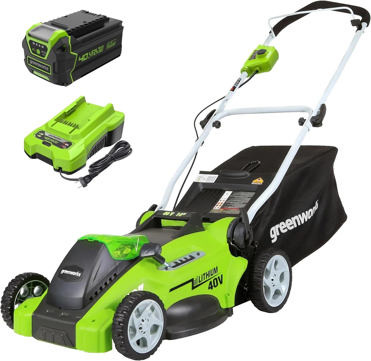 Greenworks 40V 16 Cordless Lawn Mower, Ultra-Light Push Mower with 4.0Ah Battery
