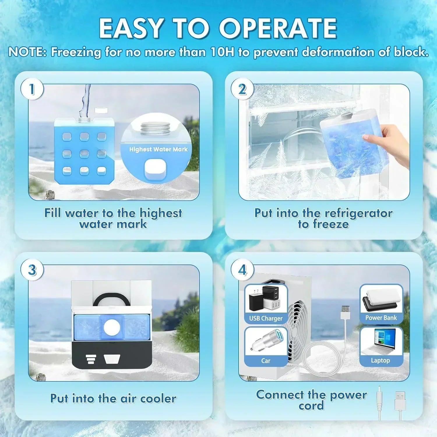 Portable Air Conditioners Fan Anti-leakage Water Mini Air Cooler Personal Ice Air Conditioner