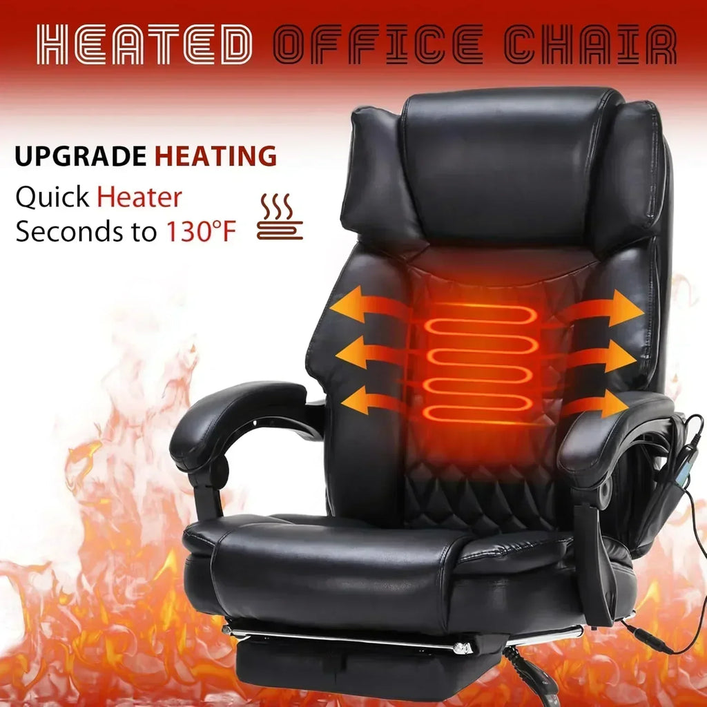 Massage Office Chair with Footrest 6 Point Vibration and Heating Home Office Desk Chair