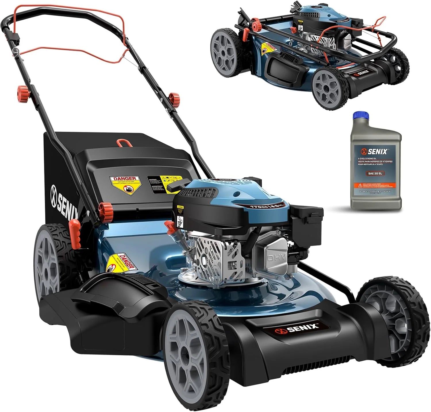 SENIX 20 Gas Lawn Mower, 144 cc Gas Powered Lawnmower, 4-Cycle Engine Walk-Behind