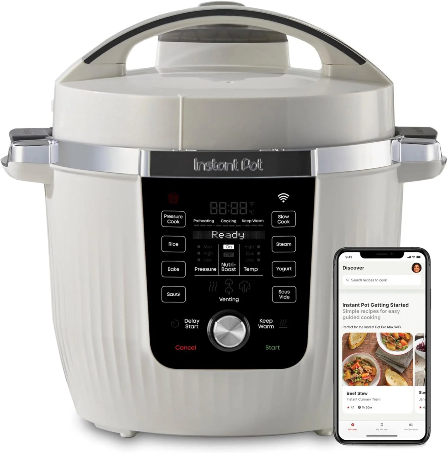 Instant Pot Pro Plus Wi-Fi Smart 10-in-1, Pressure Cooker, Slow Cooker, Rice Cooker, Steamer, Wok