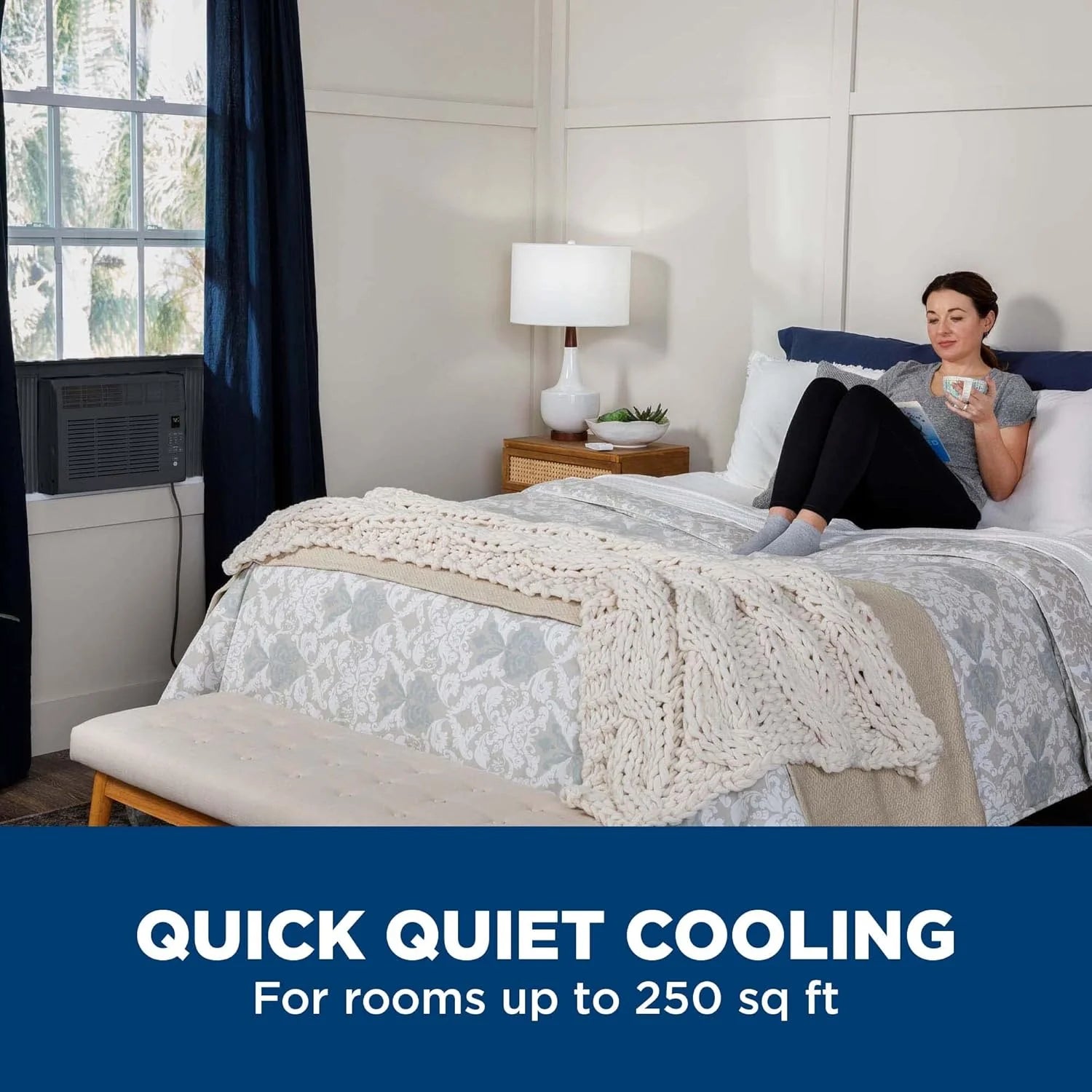 GE Window Air Conditioner Unit, 6,000 BTU for Small Rooms up to 250 sq ft. with Adjustable Fan and Cooling Settings, Perfect for Small Bedroom or Living Room, Easy Install Kit Included, White