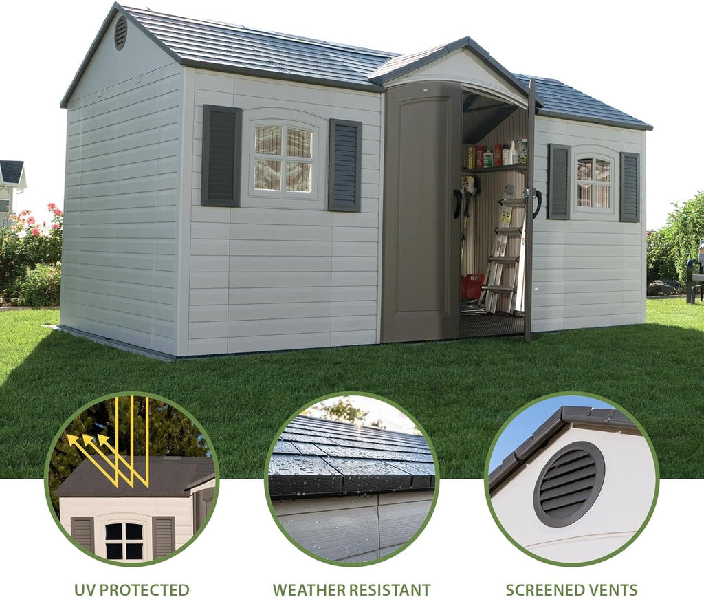 Lifetime 6446 Outdoor Storage Shed 8 x 15 Foot Desert Sand