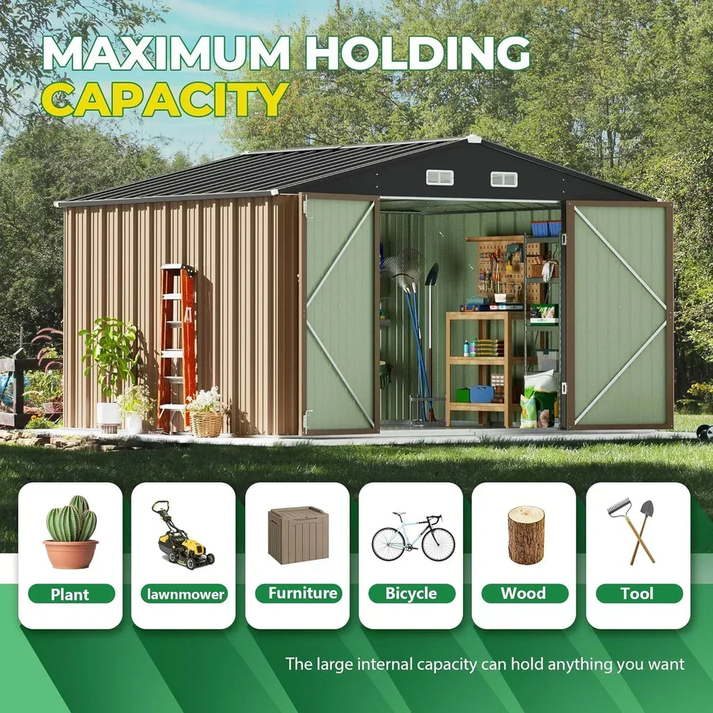 Devoko Outdoor Storage Shed Lockable Metal Garden Shed Steel Anti-Corrosion Storage House