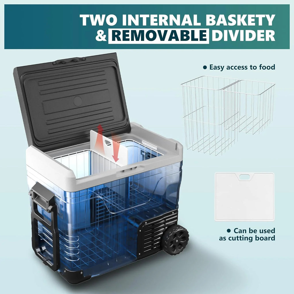 EUHOMY 12 Volt Refrigerator 53QT(50L) Electric Cooler Portable Freezer 12V/24V DC