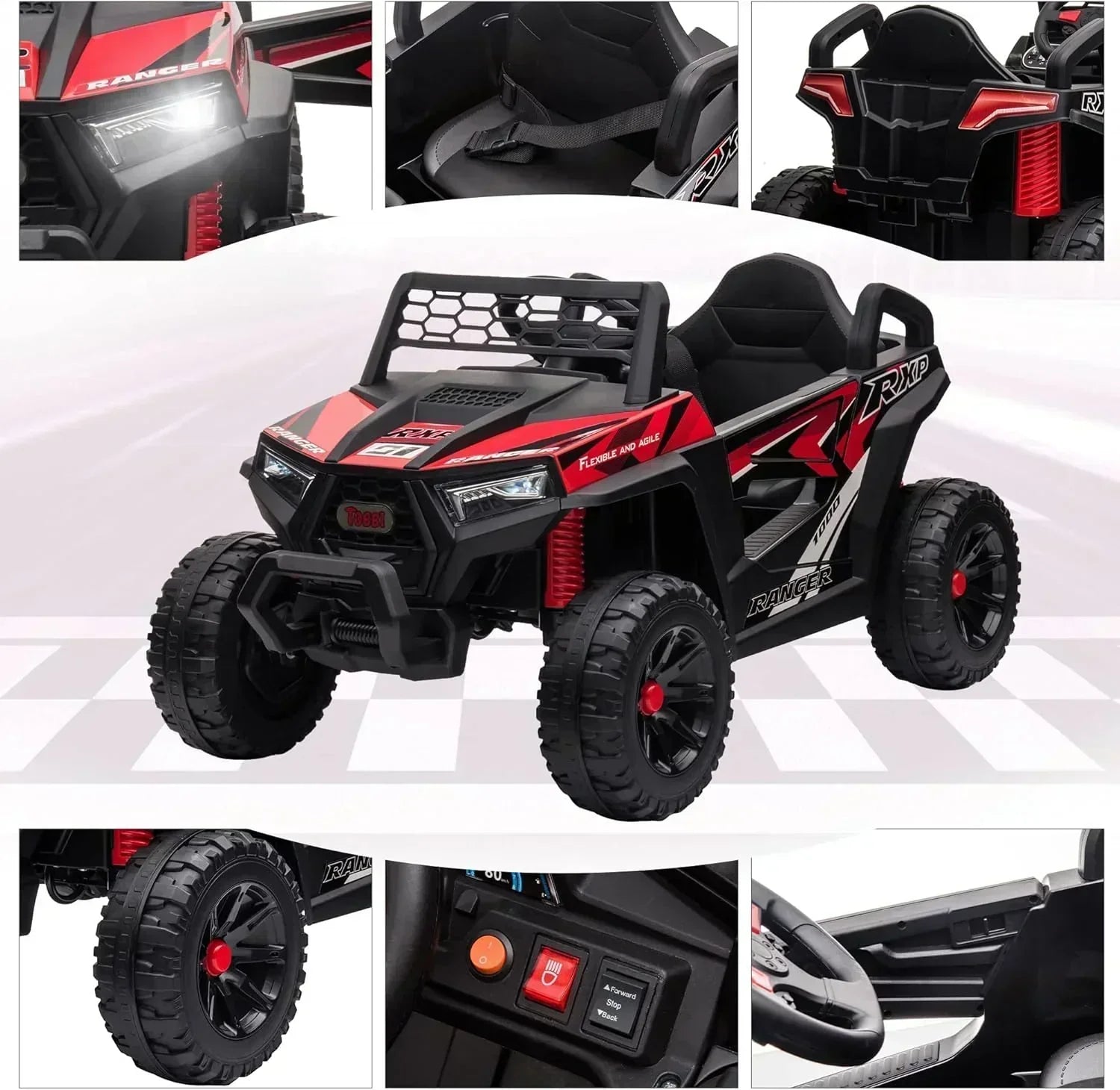 TOBBI 12V Kids Ride on Car Electric Off-Road UTV Truck with Diverse Functions Double Open Doors