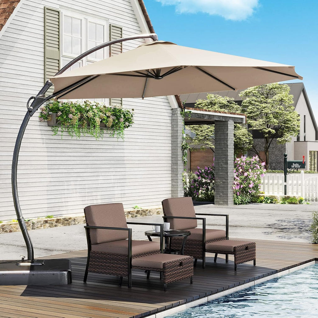 LAUSAINT HOME Outdoor Patio Umbrella with Base included 11 FT Deluxe Curvy Cantilever Umbrella