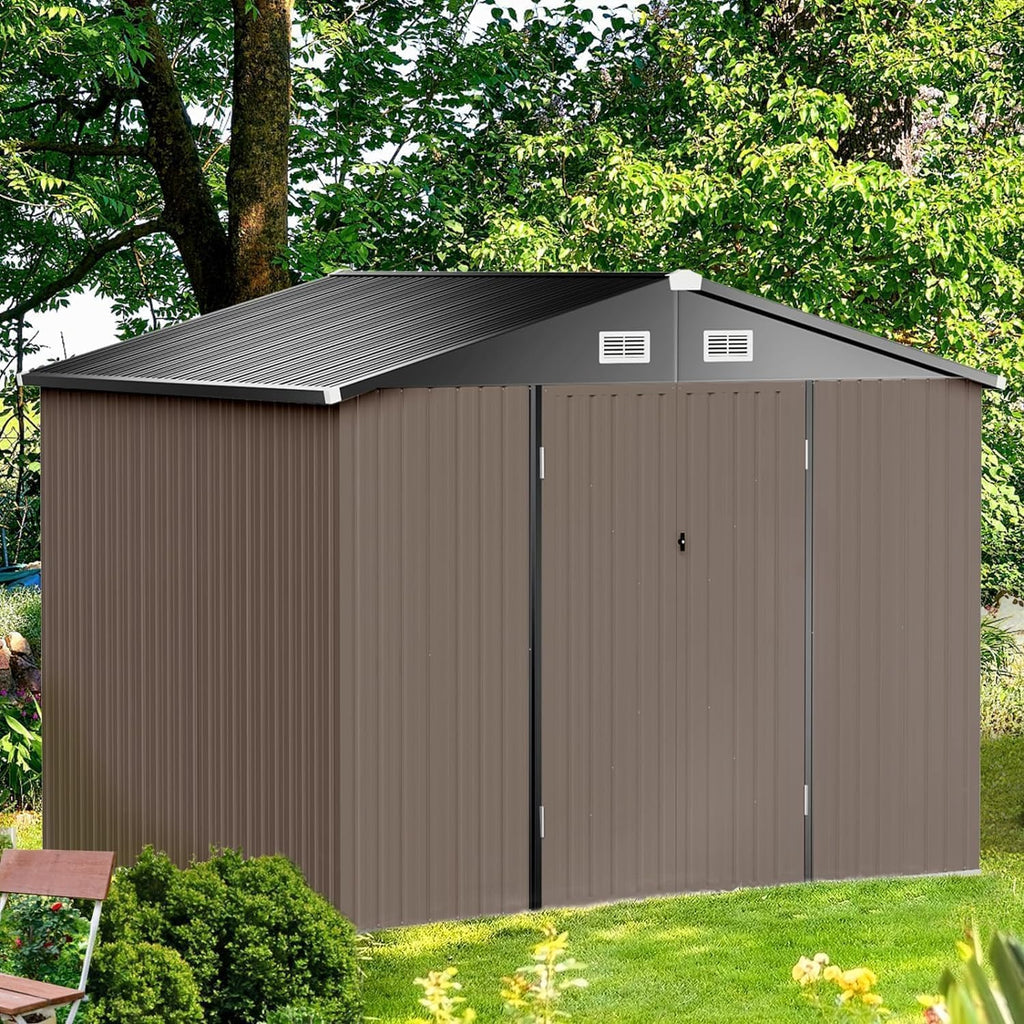Aoxun 6.2x4 FT Shed Outdoor Storage Shed Metal Garden Shed Sloping Roof Tool Shed Bike Shed