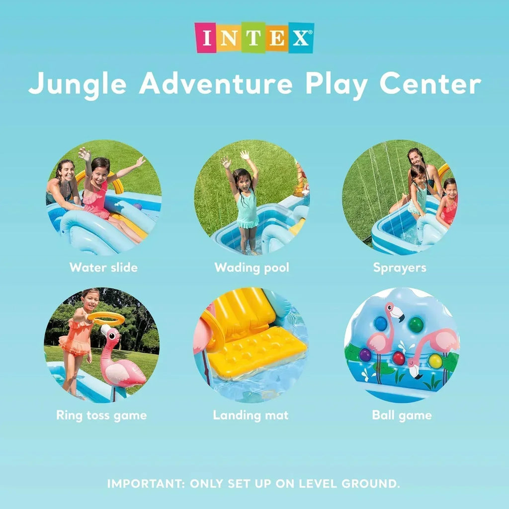 Intex 96 x 78 x 28 Inflatable Jungle Adventure Play Center Spray Kiddie Pool Water Slide