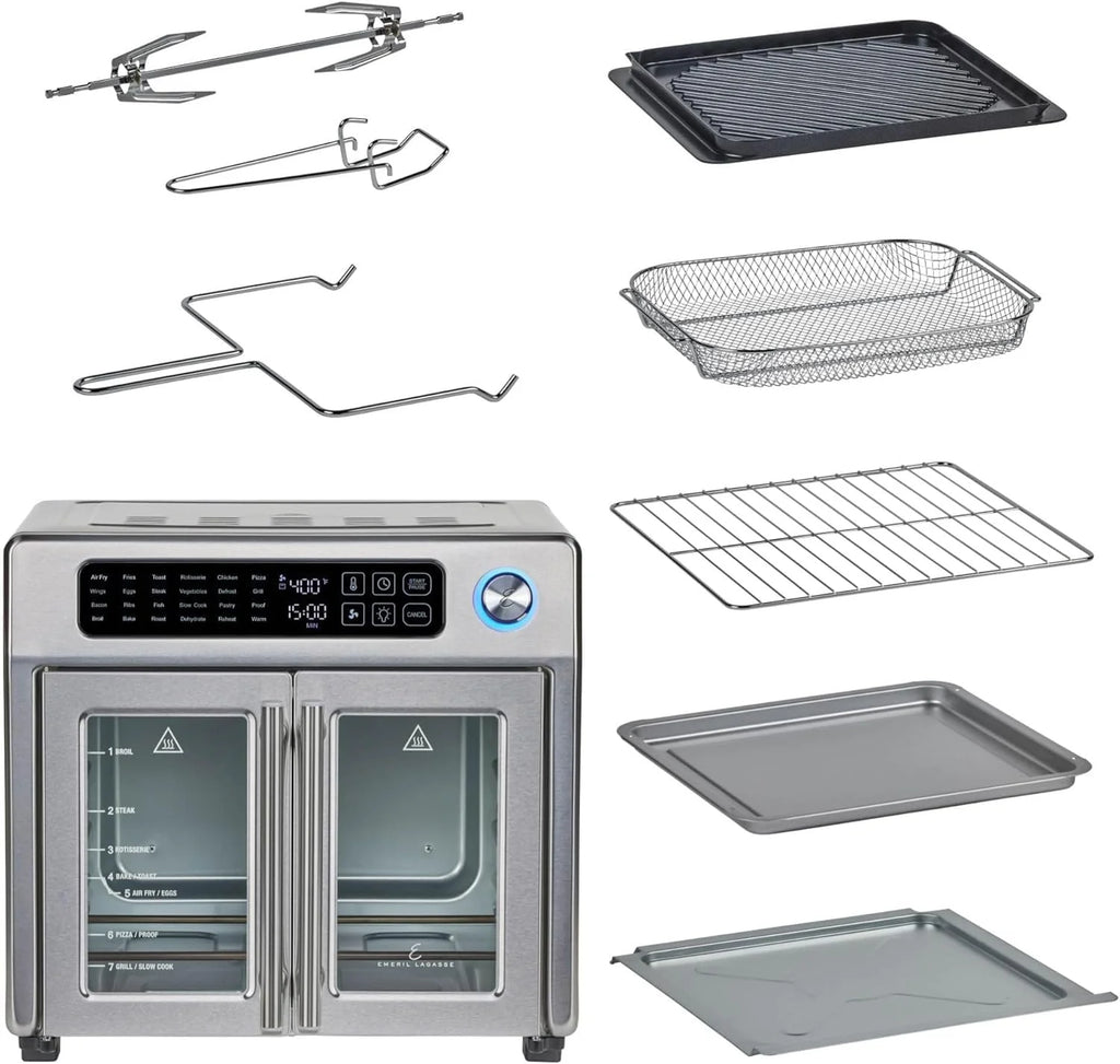 Extra Large French Door Air Fryer Toaster Oven Combo 24 Cooking Functions Digital Controls