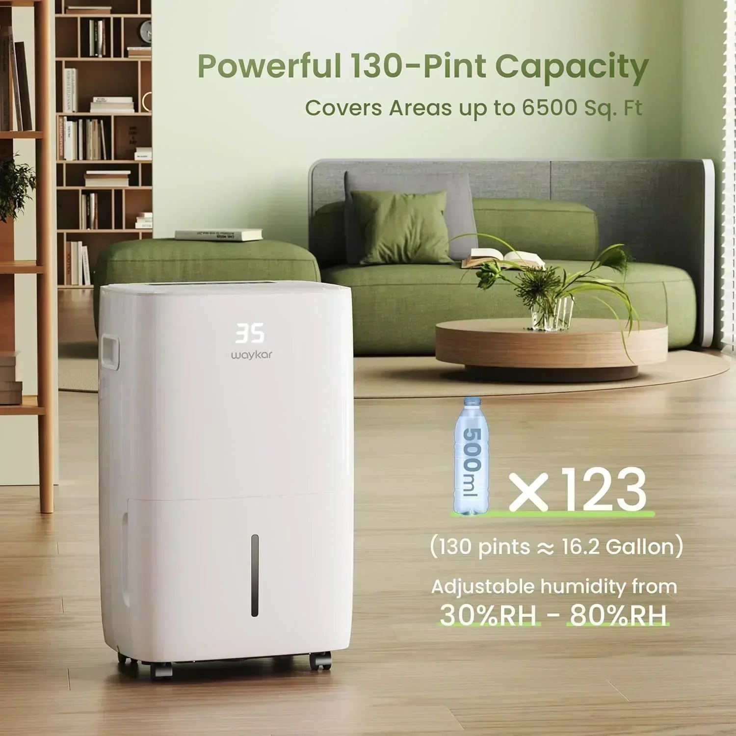 Waykar 2000 Sq Ft Dehumidifier for Home and Basements with Auto or Manual Drainage