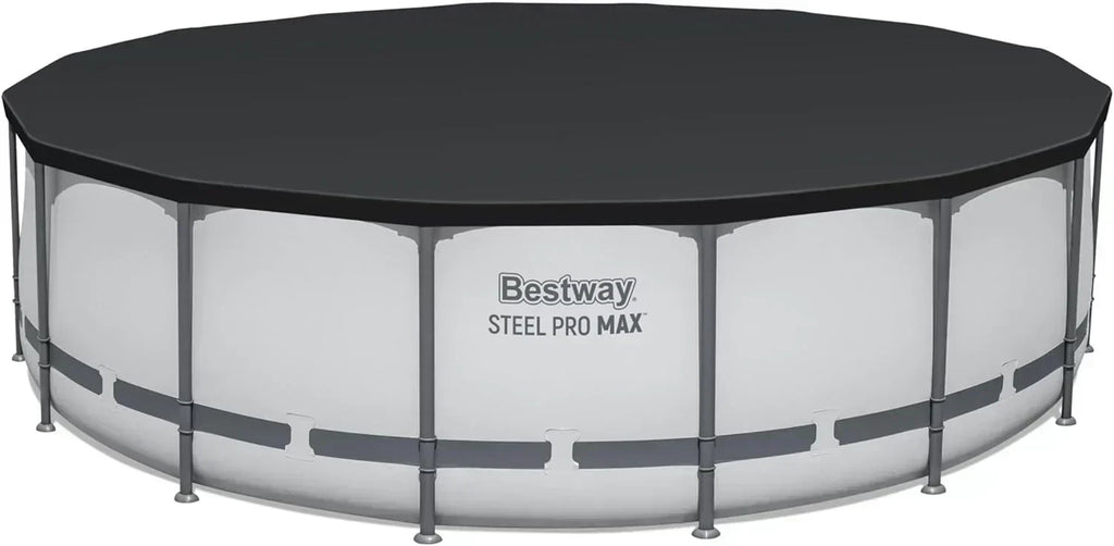 Steel Pro MAX 14 Foot x 48 Inch Round Metal Frame Above Ground Outdoor Swimming Pool Set
