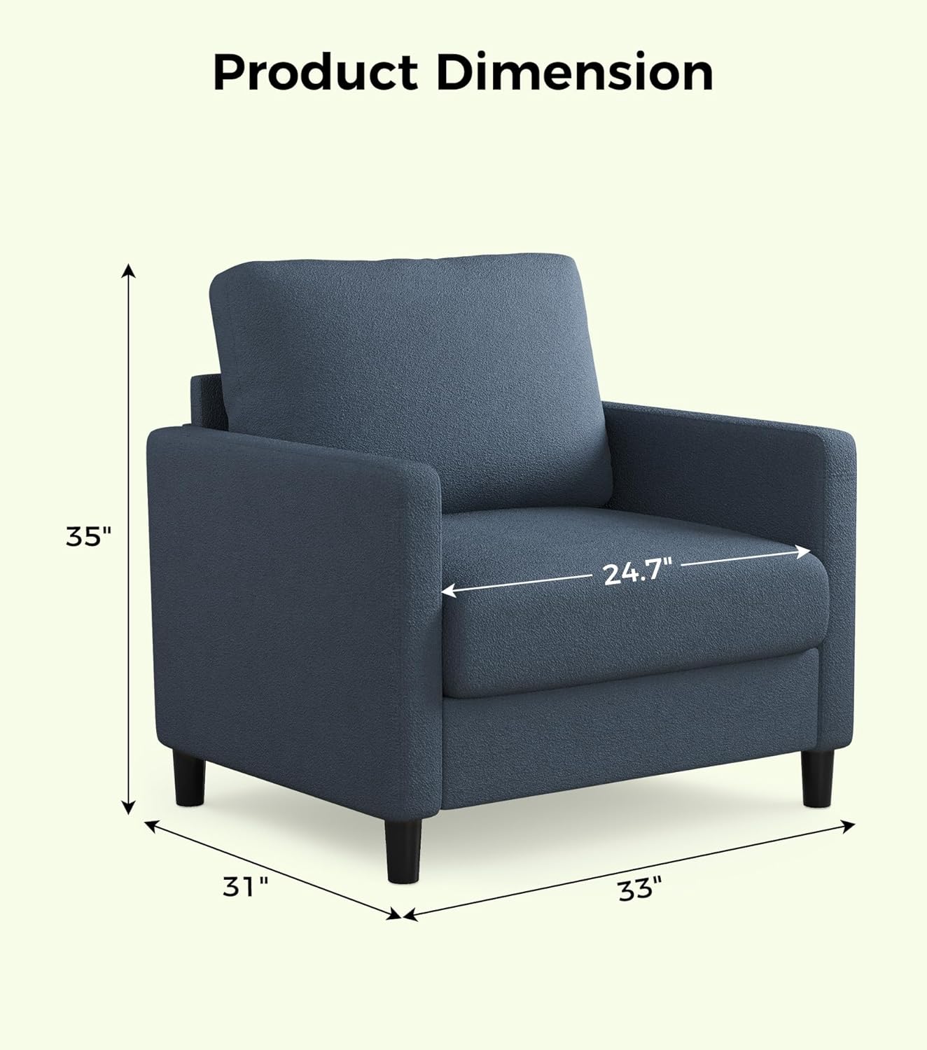 Loveseat Sofa 51 Love Seat Comfy Corduroy Small Loveseat Tool-Free Setup Couch