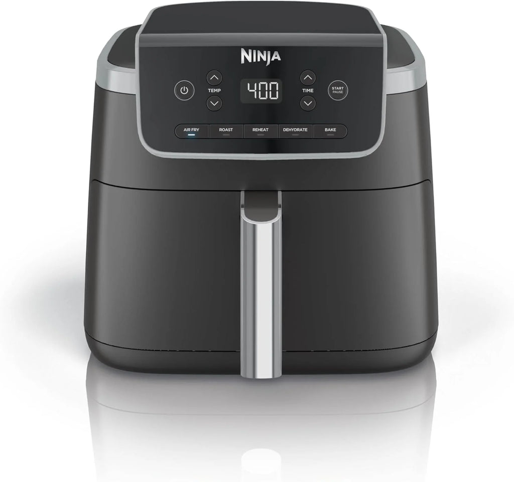 Ninja Air Fryer Pro 4-in-1 with 5 QT Capacity, Air Fry, Roast, Reheat, Dehydrate, Air Crisp Technology with 400F for hot, 120 Volts, Nonstick Basket & Crisper Plate, Grey, AF141