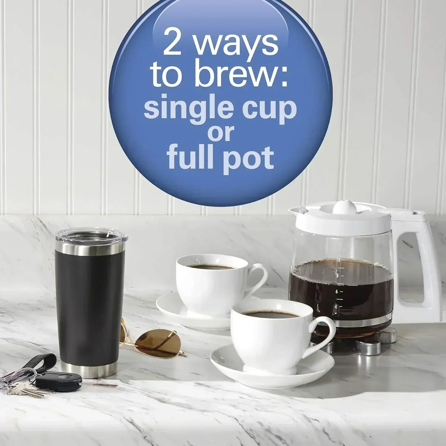 Hamilton Beach 2-Way 12 Cup Programmable Drip Coffee Maker Single Serve Machine Glass Carafe