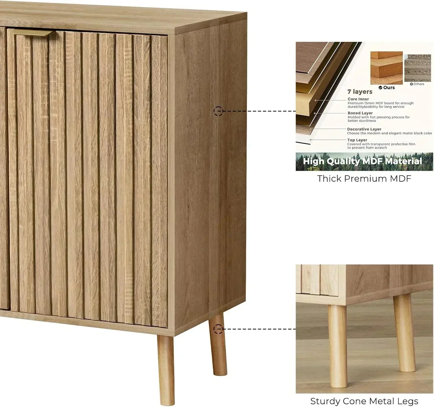 Free Standing Cabinet Black Wood for Living Room Bedroom Dining Room Hallway