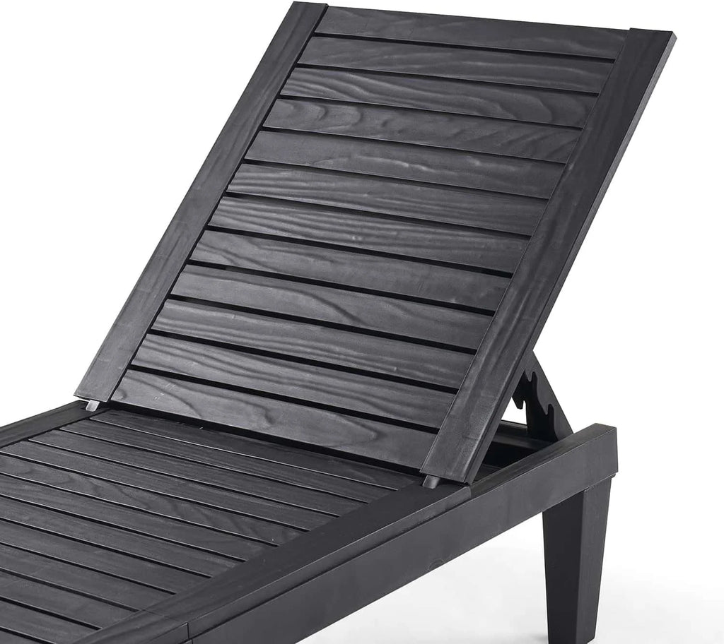 Patio Chairs - Black Chaise Lounge Chair Outdoor 5-Position Adjustable Sun Tanning Chair Waterproof Pool Lounge Chairs Set of 2 Reclining Lawn Chair, Lightweight Outdoor Lounge Chairs