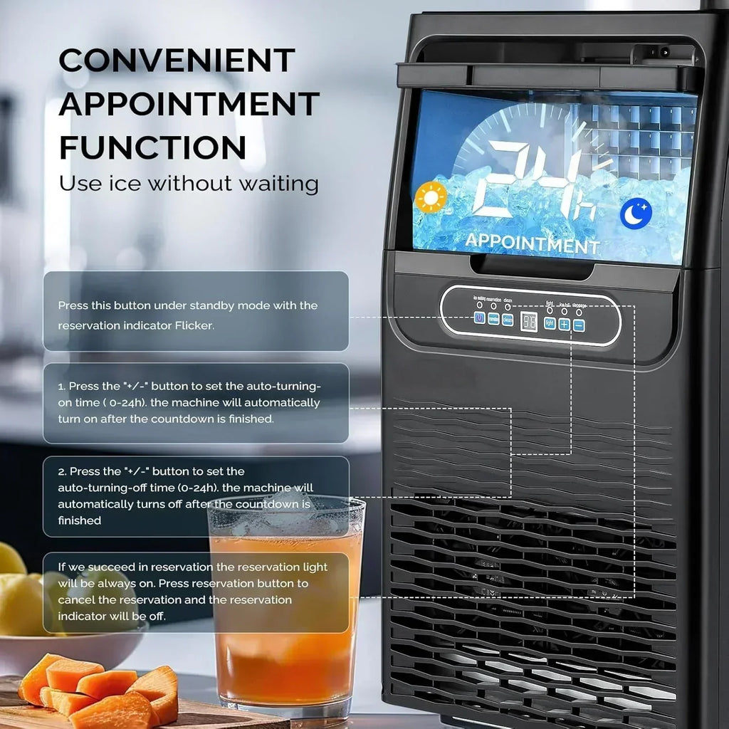 VINGLI Commercial Ice Maker Machine 90lbs/24H Plastic Under Counter Ice Maker 11lbs Storage