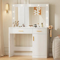 Sweetcrispy Vanity Desk with 35.4 LED Mirror and Lights, Makeup Vanity Table