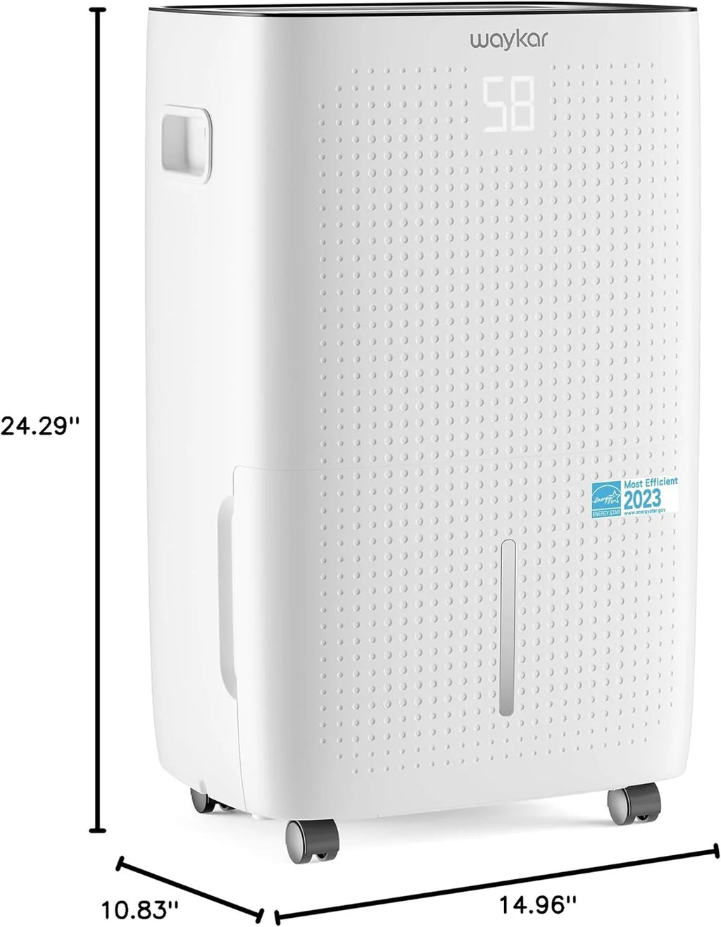 Waykar 2000 Sq. Ft Dehumidifier for Home and Basements, with Auto or Manual Drainage, 0.66 Gallon Water Tank Capacity