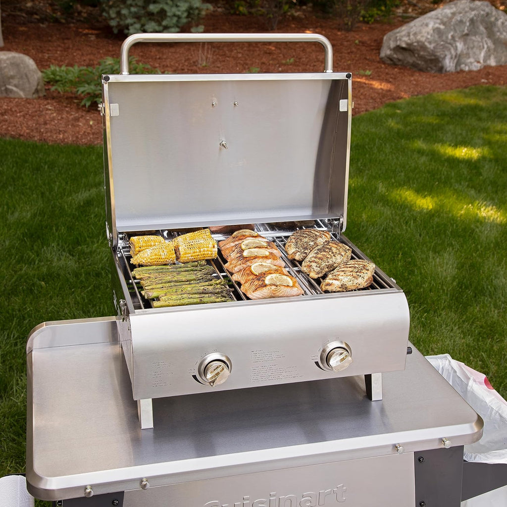 Cuisinart Chef's Style Tabletop Portable Propane Grill 20,000 BTU Stainless Steel Gas Grill