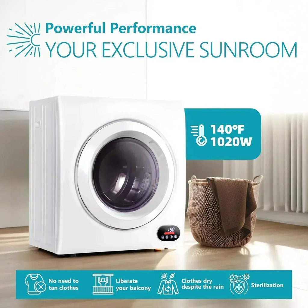 Compact Laundry Dryer 3.5 cu ft Front Load Stainless Steel Clothes Dryers With Exhaust Pipe