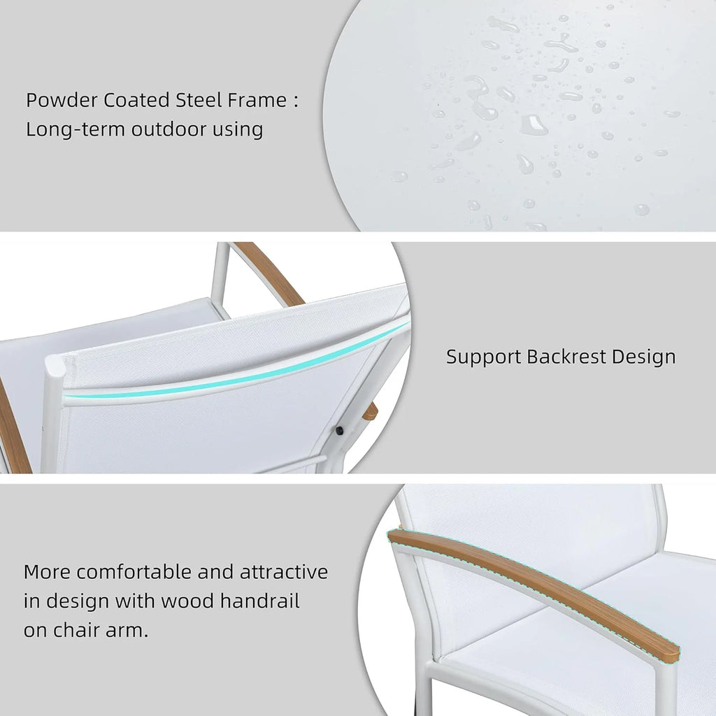 Shintenchi 3 Pieces Patio Bistro Sets, Outdoor Textilene Fabric Conversation Bistro Set, Textilene Fabric Front Porch Chairs Small Patio Furniture Set with Table for Lawn,Garden,Balcony (Black)