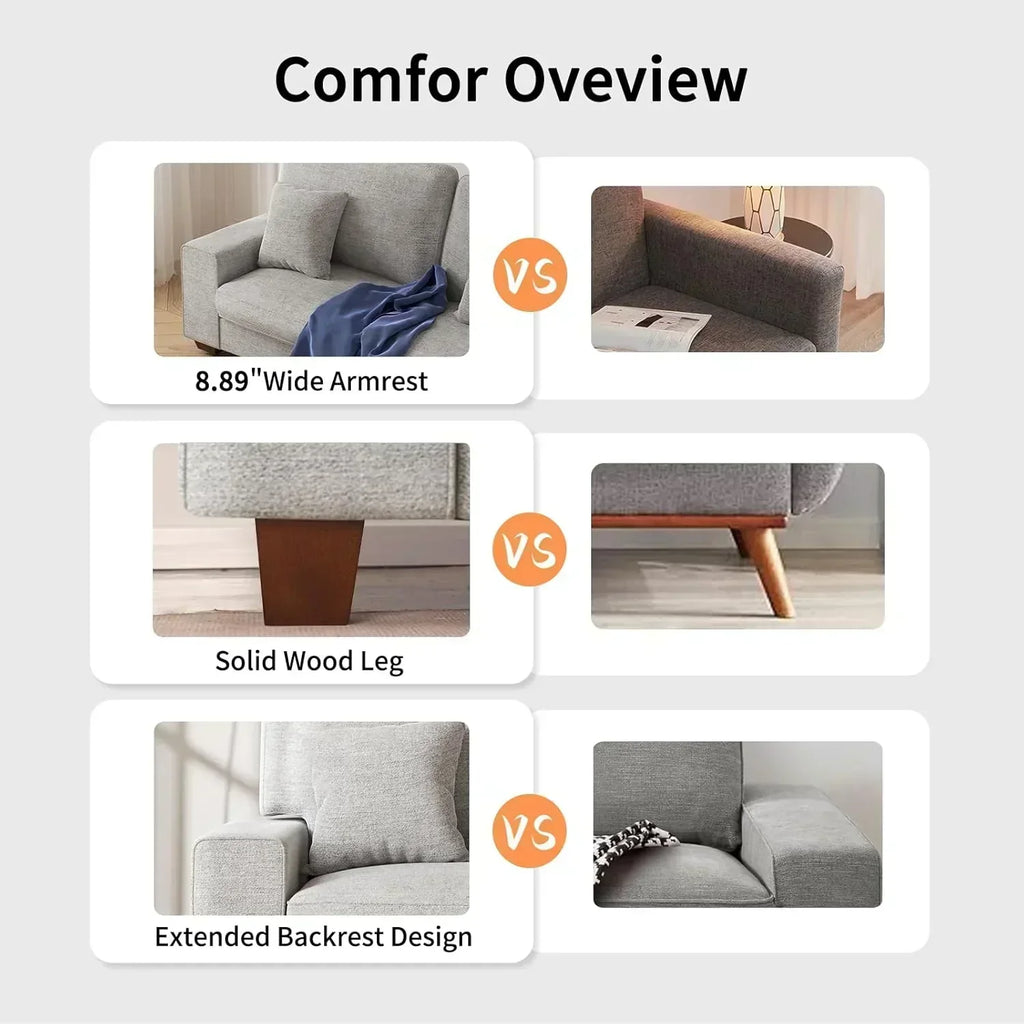 DOPEDIO living room double sofa chenille lounge chair removable solid wood frame