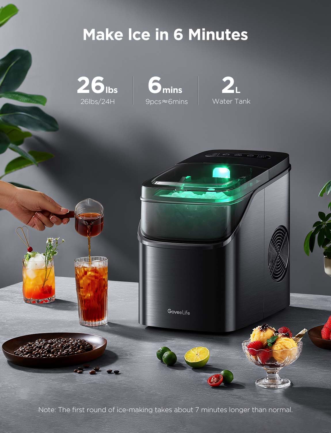 GoveeLife Smart Ice Maker Countertop Portable Ice Machine with Voice Control 9 Ice Cubes