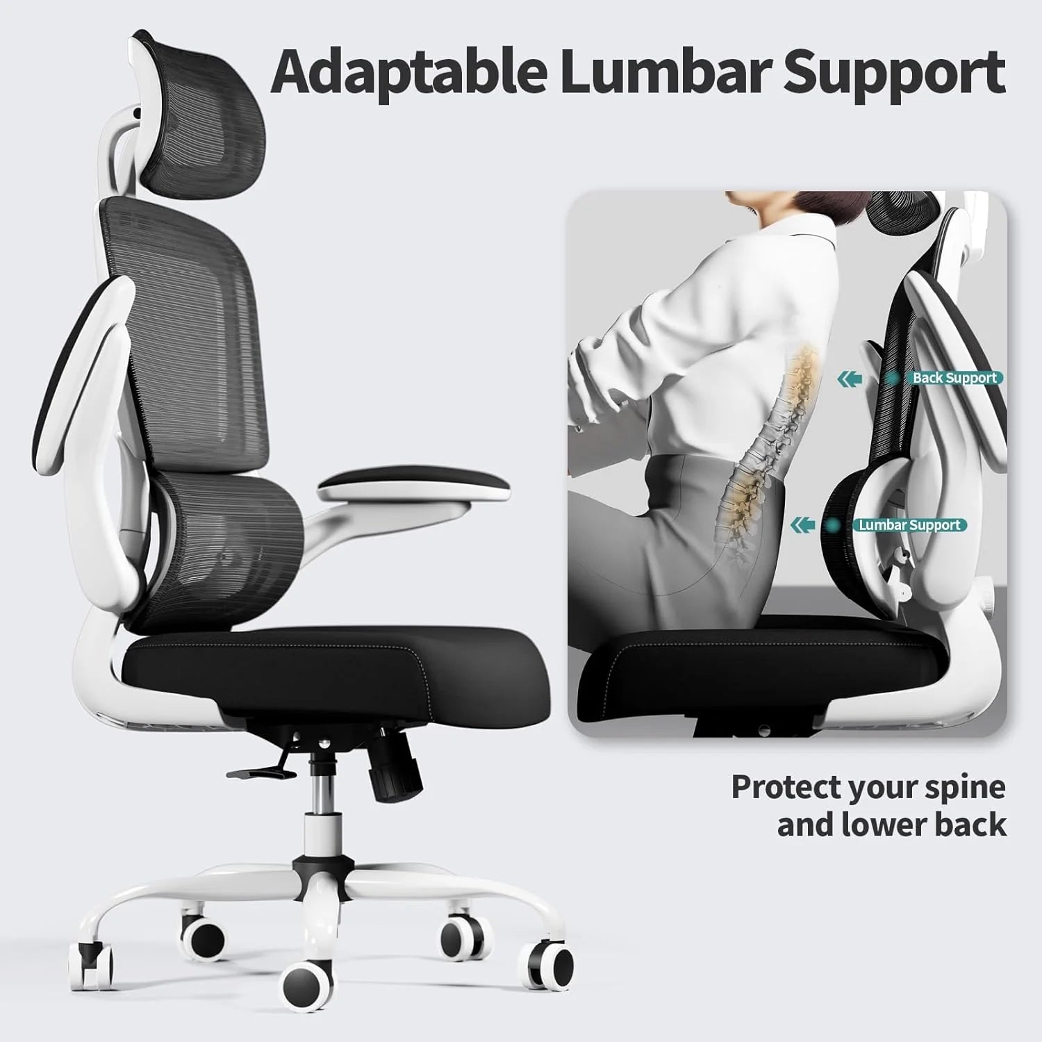 Office Chair Ergonomic Desk Chair, 330 lbs Home Mesh Desk Chair with Wheels, Comfortable Gaming Chair, High Back Office Chair