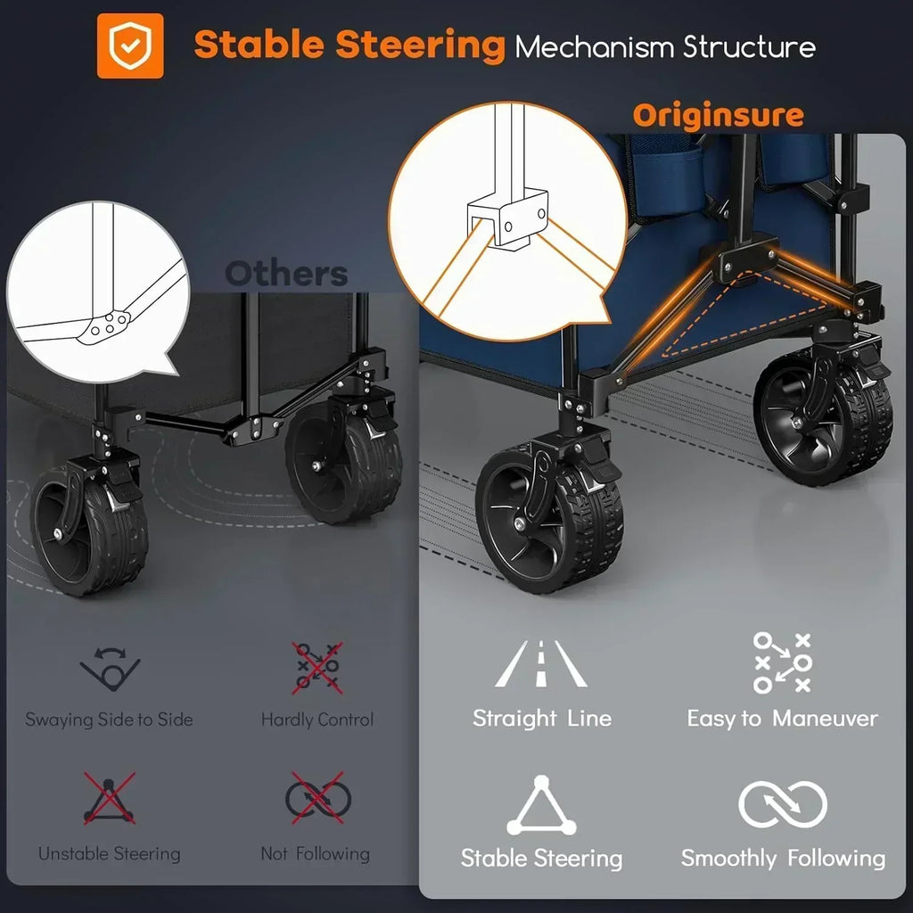 38 long foldable four-wheel stroller 460 lb capacity 220 liter folding beach stroller