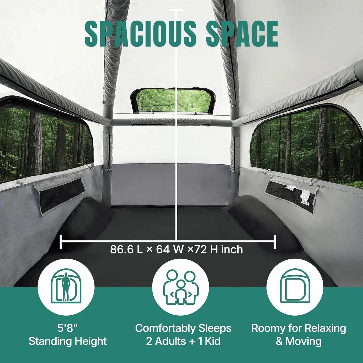 Niphean Truck Bed Tent 5.5ft-8ft for 2+1 People/Family, 2 Mins Fast Setup Inflatable Pickup Truck Tent, PU 3000mm Waterproof & High-Strength Windproof, Spacious Interior for Multi-Landscape