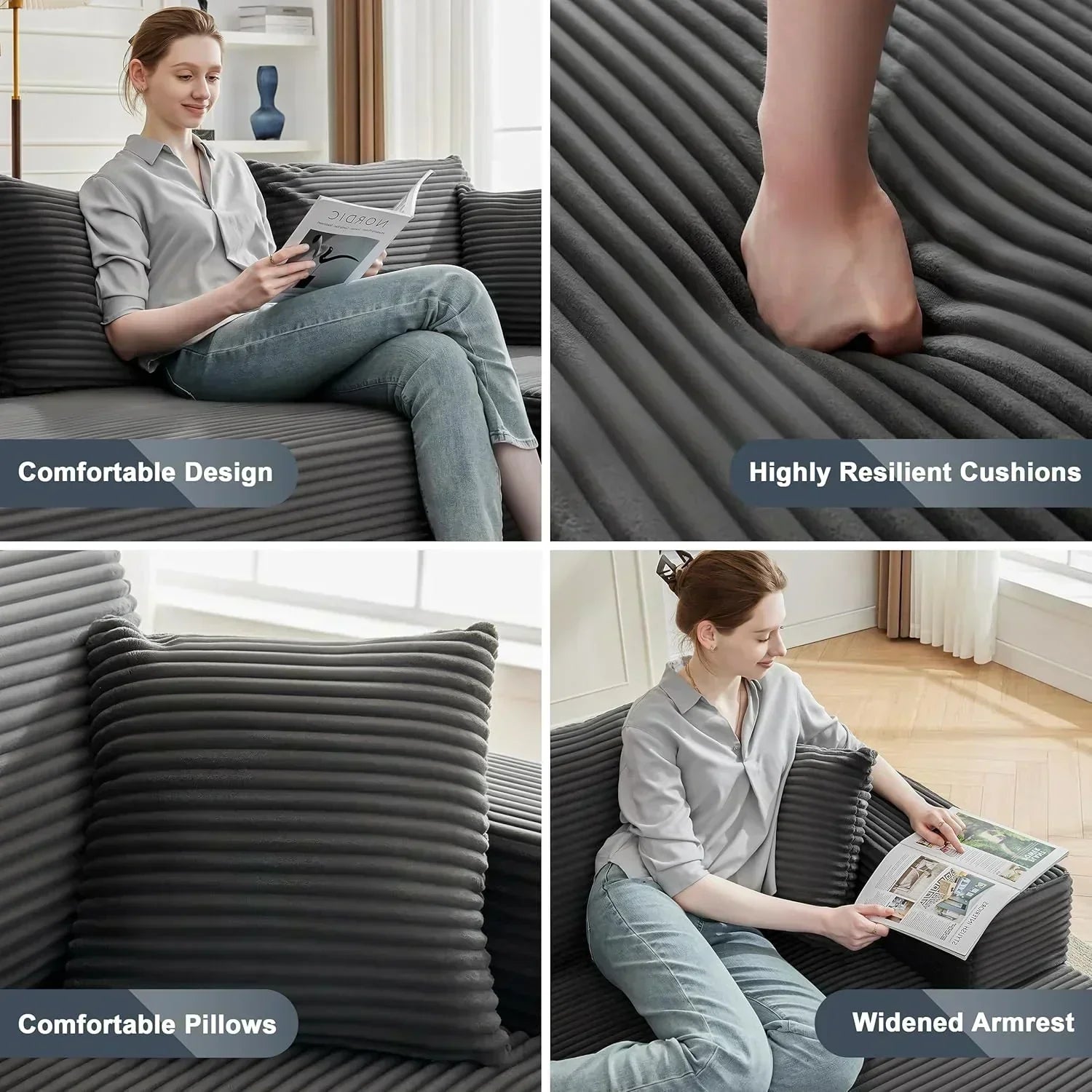 110-inch cloud sofa boneless sofa in the living room modular sofa with deep seats