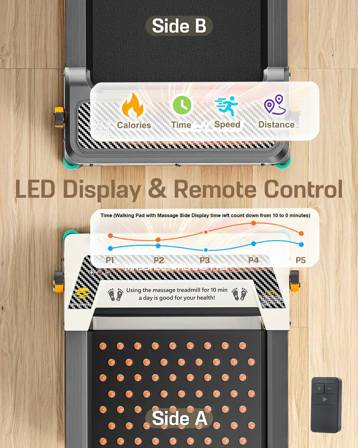 Akluer Inclined Home Treadmill 2.5 HP Small Under-Desk Treadmill Remote Control LED Display