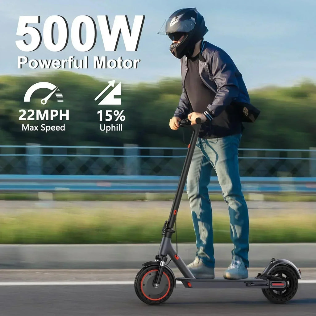 Electric Scooter 350W/500W Powerful Motor 8.5/10 Solid Tires 19/22Mph 28/21/12 Miles Range