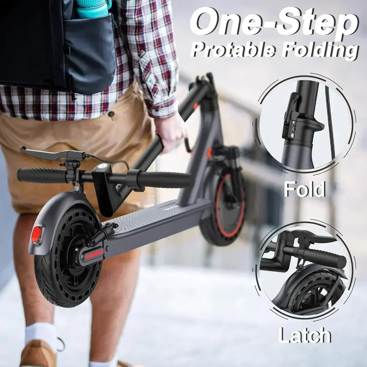 Electric Scooter 350W/500W Powerful Motor 8.5/10 Solid Tires 19/22Mph 28/21/12 Miles Range