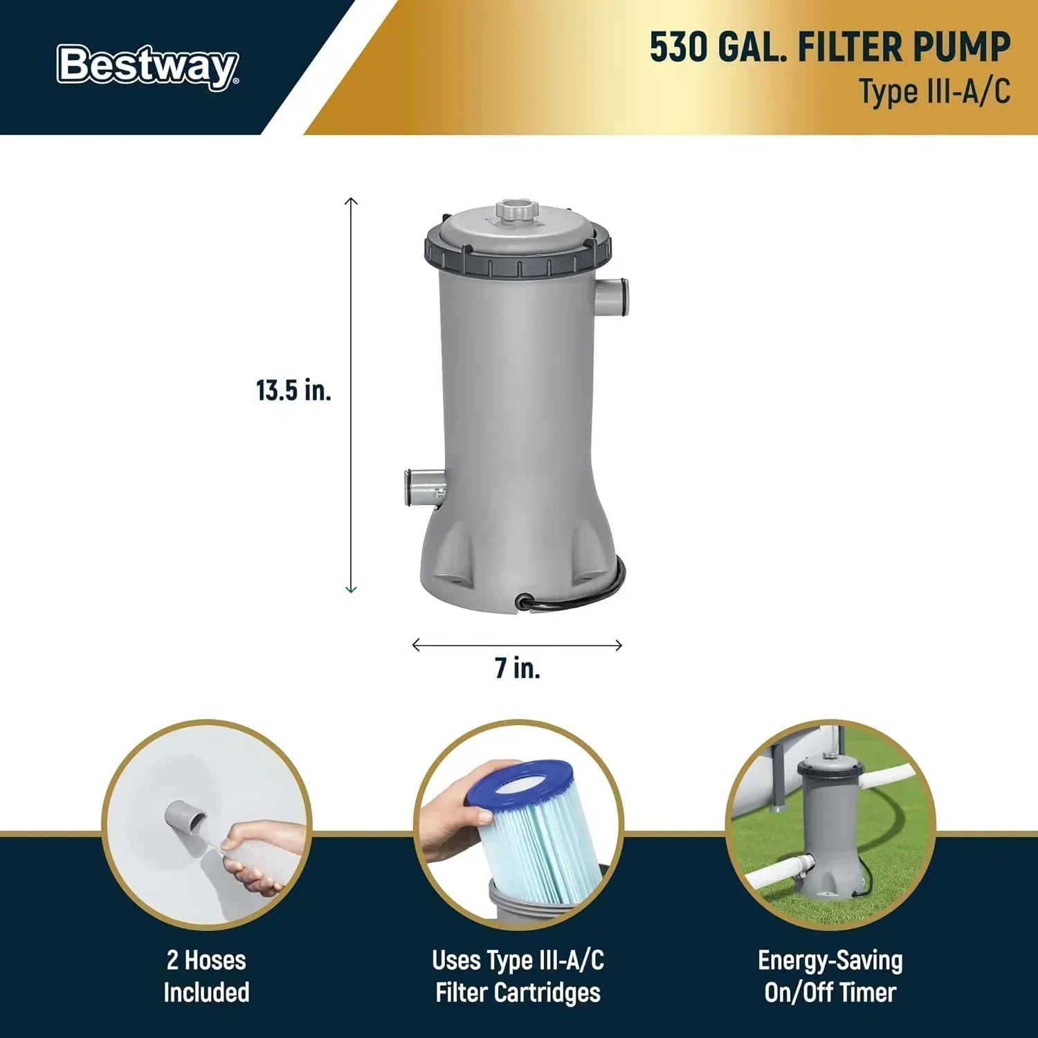 Power Steel Round Above Ground Outdoor Backyard Swimming Pool Set 1,000 GPH Filter Pump