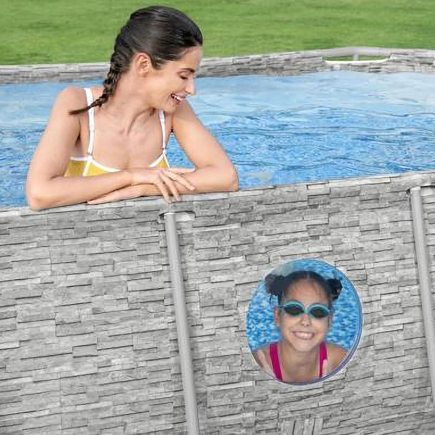 Power Steel Swim Vista Series II 14' x 8' 2 x 39.5 Above Ground Outdoor Swimming Pool Set with 530 GPH Filter Pump, Ladder, and Pool Cover