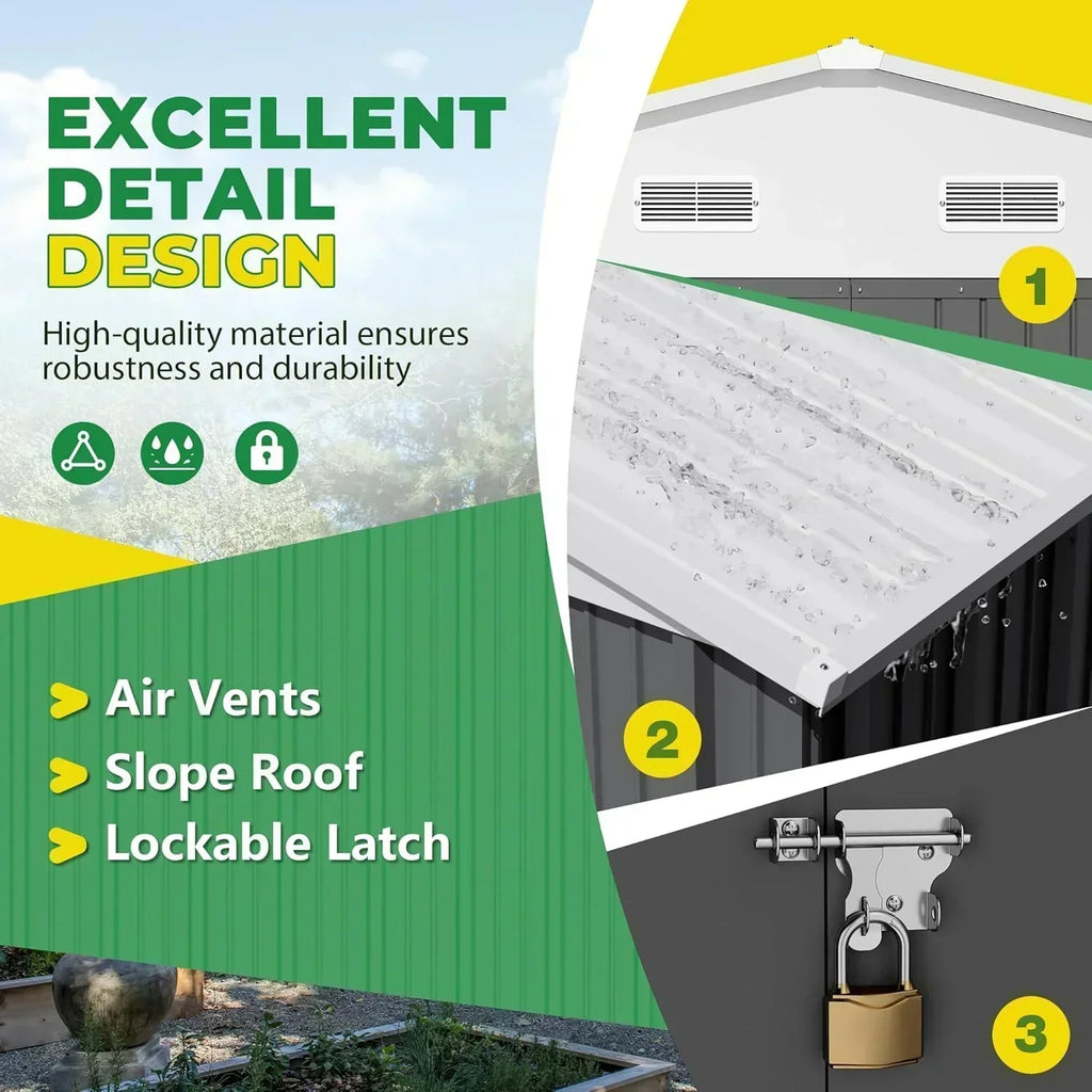 Devoko Outdoor Storage Shed Lockable Metal Garden Shed Steel Anti-Corrosion Storage House