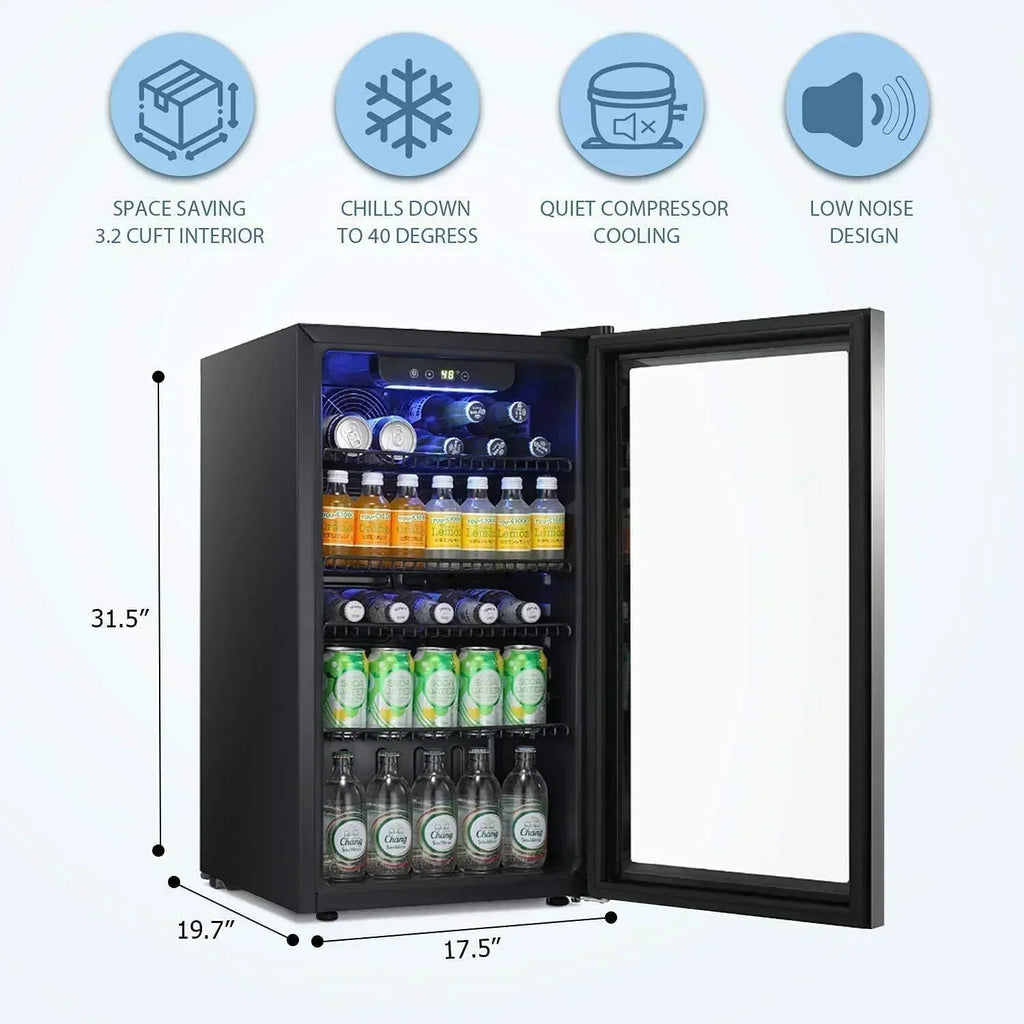 Antarctic Star Beverage Refrigerator Cooler 68 Can Mini Fridge with Glass Door for Beer Drinks Wine