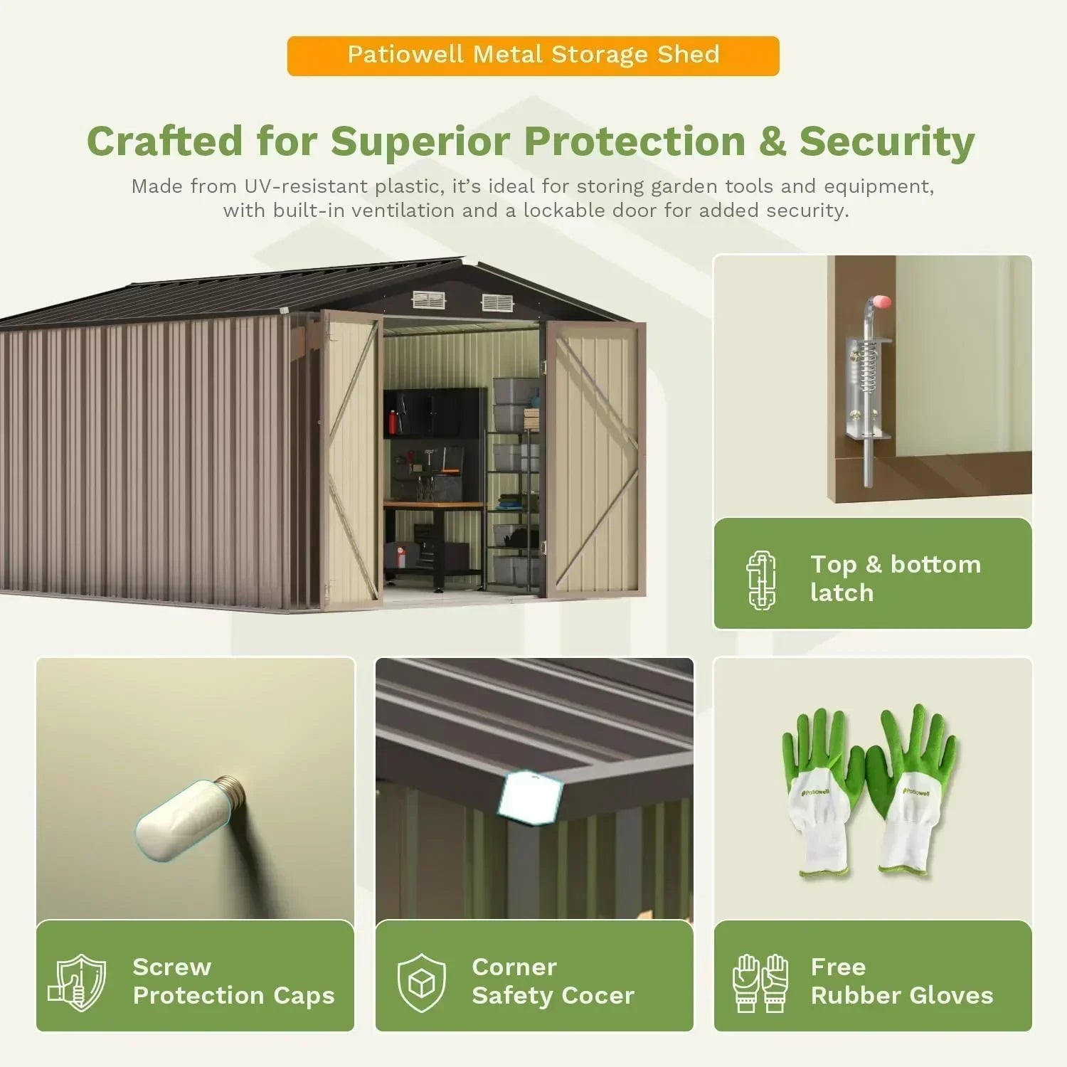 Patiowell 5x3 FT Outdoor Storage Shed Tool Shed with Sloping Roof and Lockable Door Metal Shed