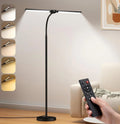 LED Floor Lamp with Dual Head Adjustable Brightness and Color for Living Room and Office