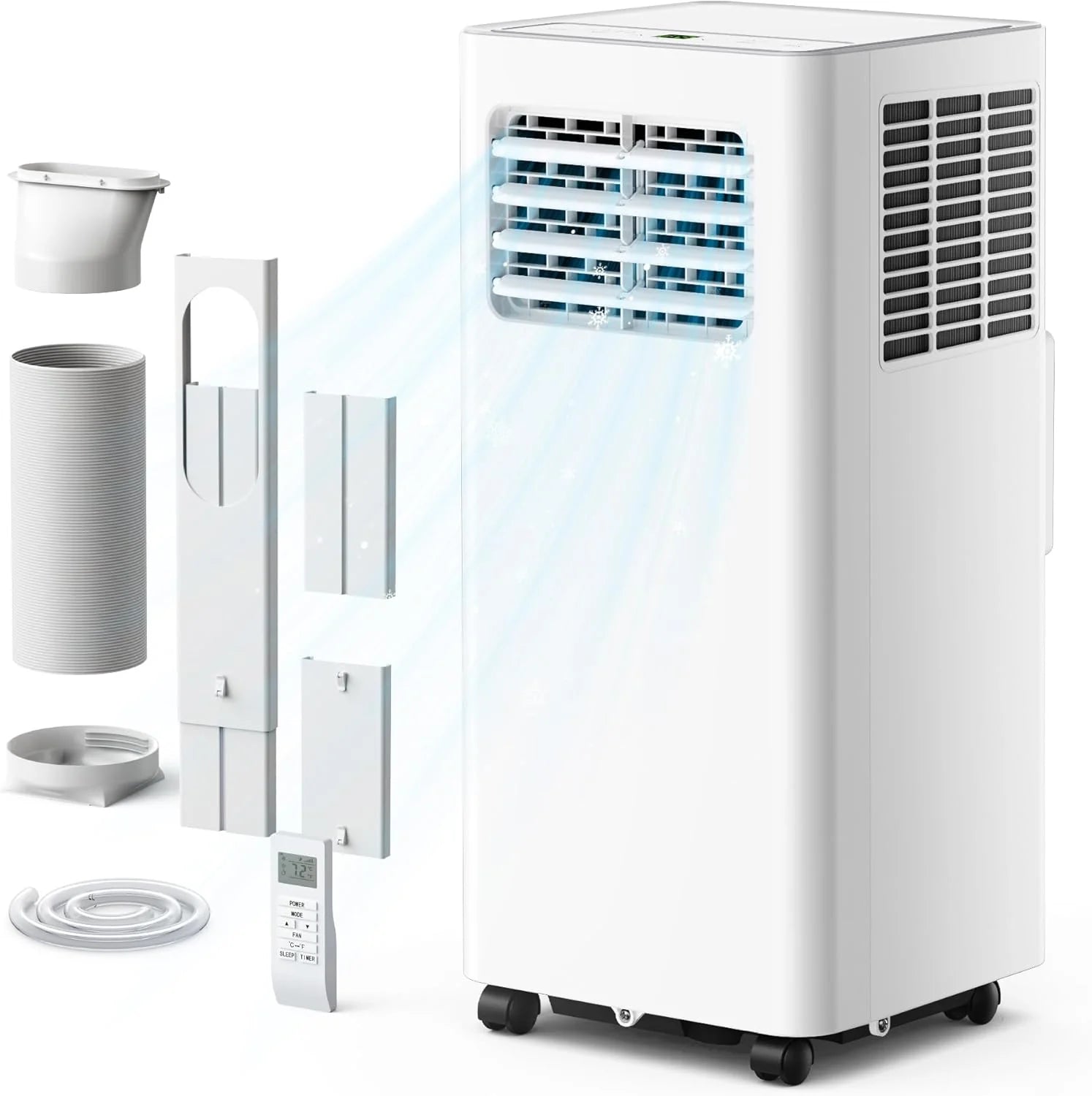 EUHOMY Portable Air Conditioners 10,000 BTU, 4-in-1 Air Conditioner Portable Up to 450 Sq.Ft. with Cool, Fan, Dehumidifier, Sleep, Portable AC Unit with LED Remote & 24H Timer, Installation Kits