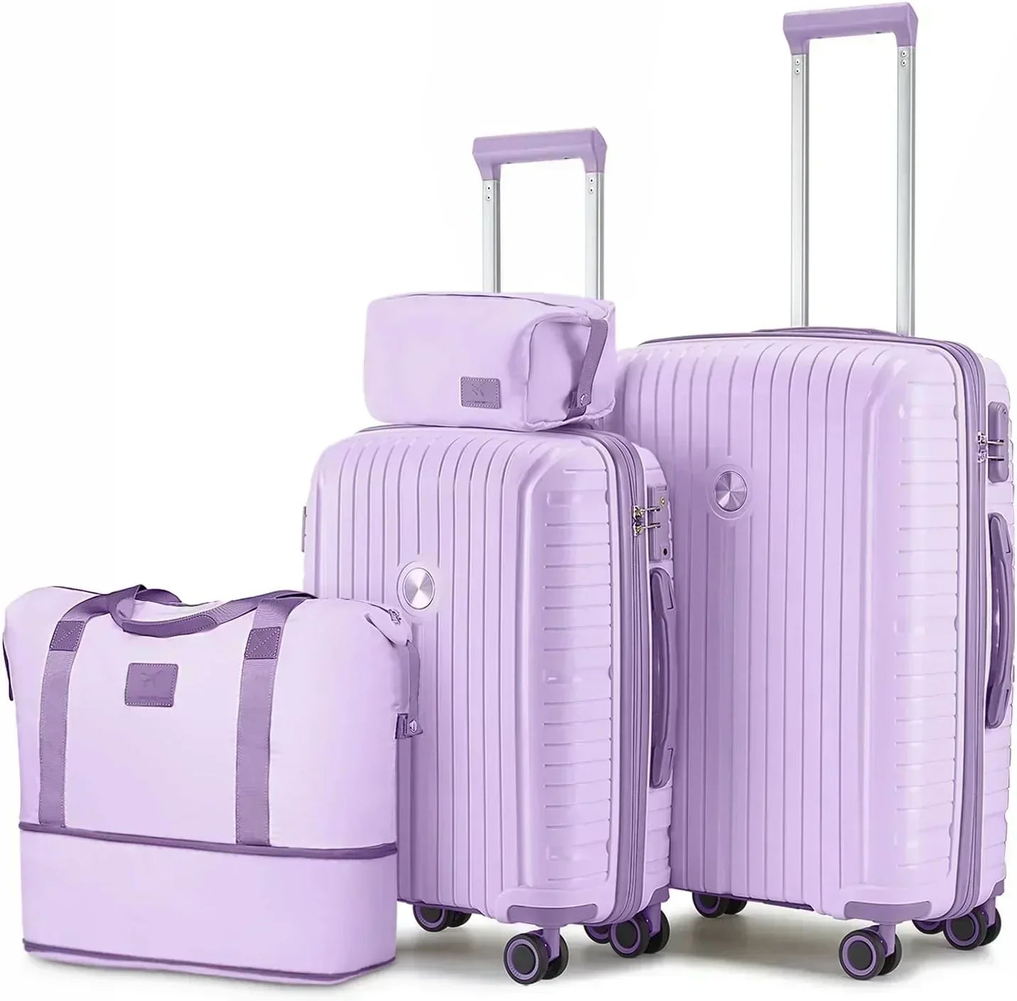 5-piece PP hardshell lightweight travel carry-on luggage set with dual spinner wheels