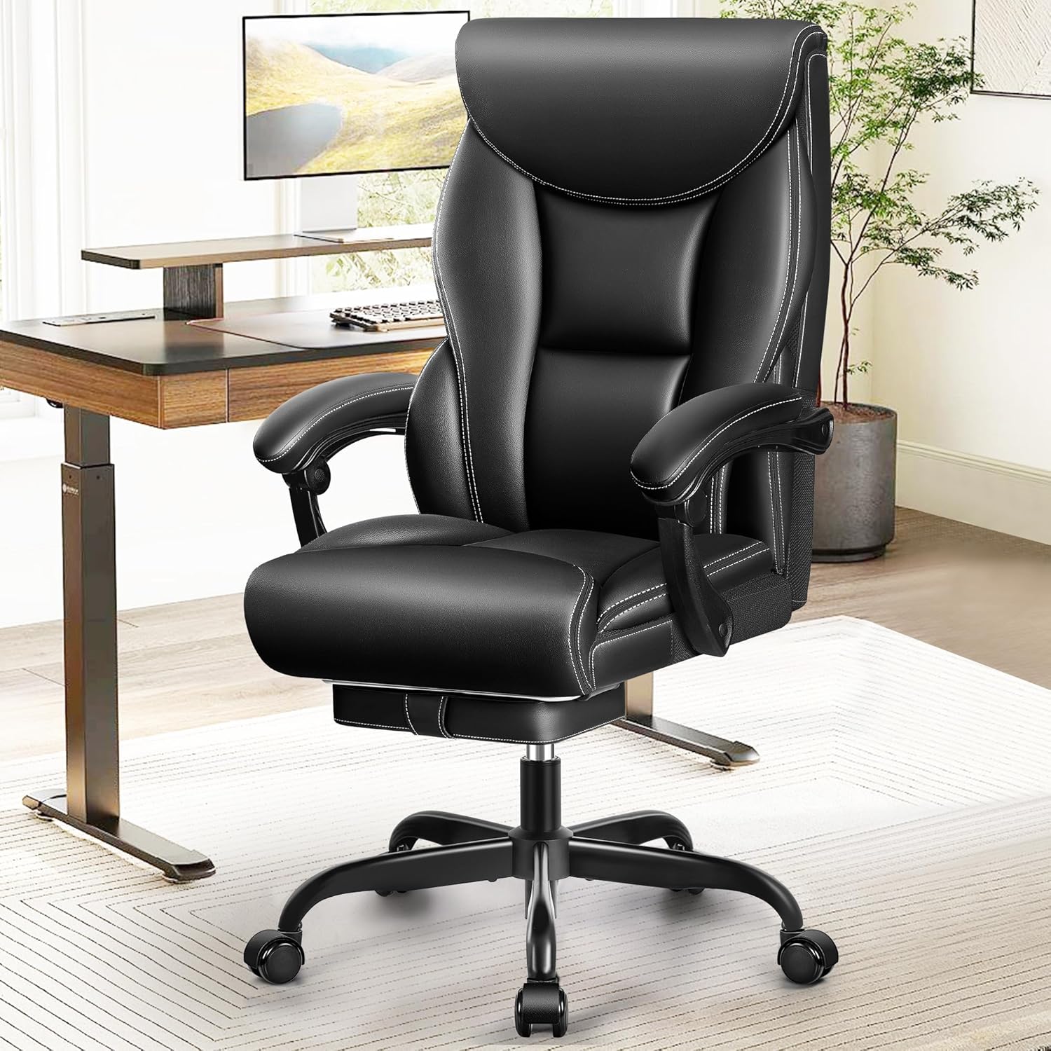 Office Chair Large High-Foot Computer Desk Chair Chair Lumbar Support Rotating Computer Chair