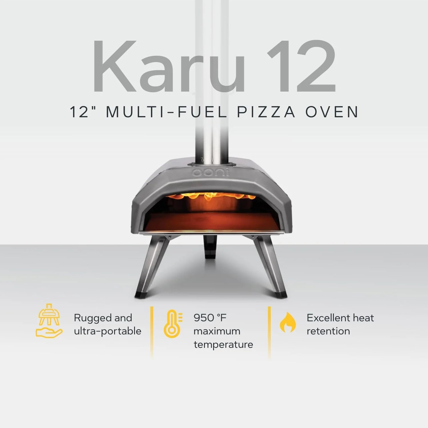 Ooni Karu 12 Multi-Fuel Outdoor Pizza Oven Reaches 950°F and Cooks 12 Inch Pizzas