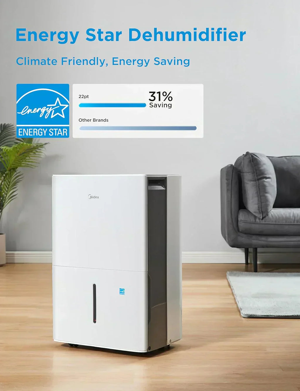 4,500 Sq. Ft.Dehumidifier for Basement Energy Star Certified With Reusable Air Filter 50 Pint