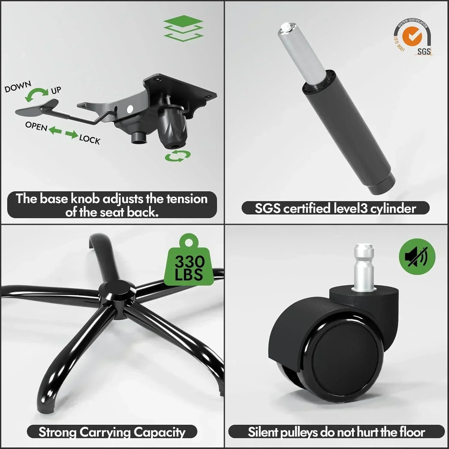 Office computer desk and chair gaming chair with lumbar support and headrest